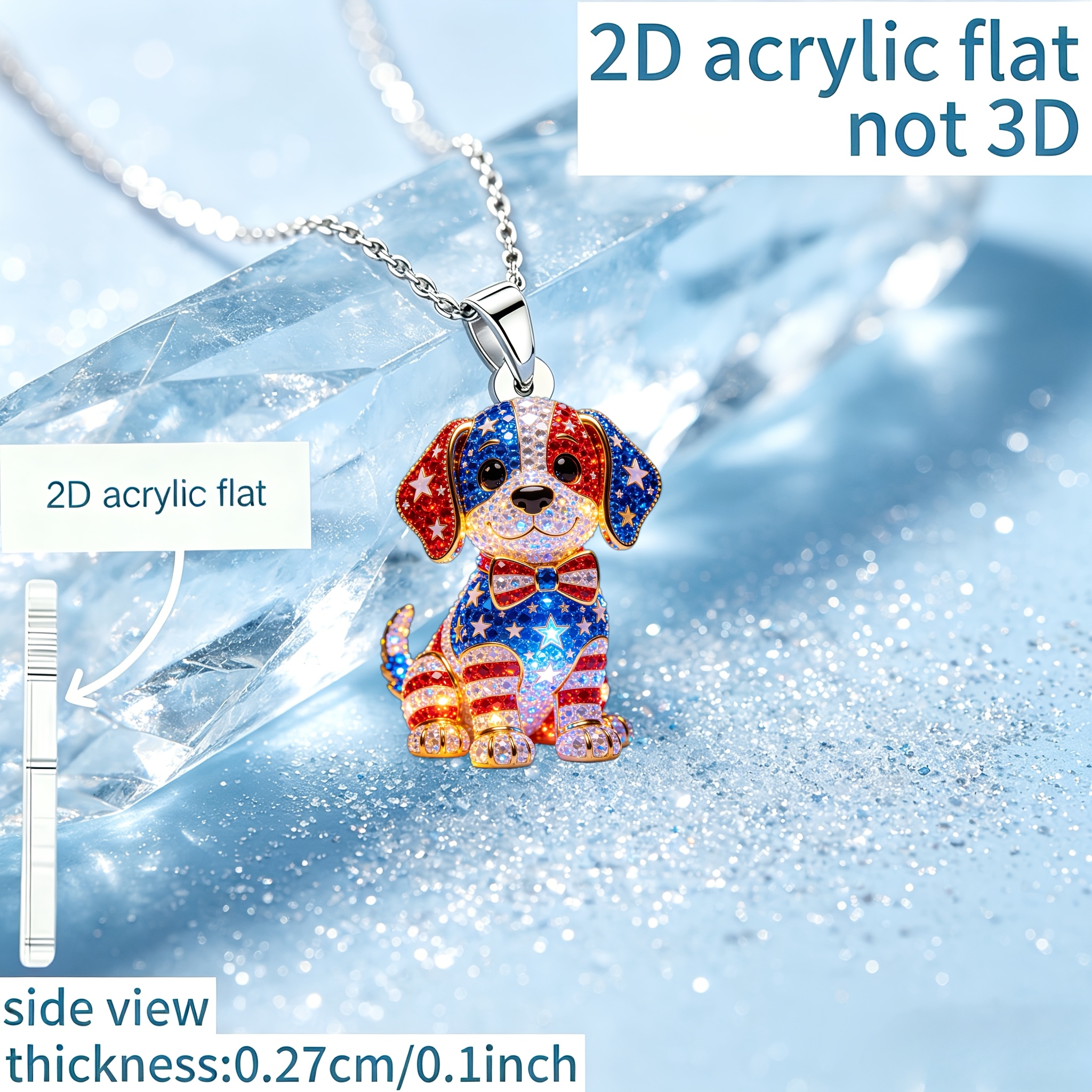 Men's & Women's 2D Acrylic Puppy Pattern Pendant Necklace